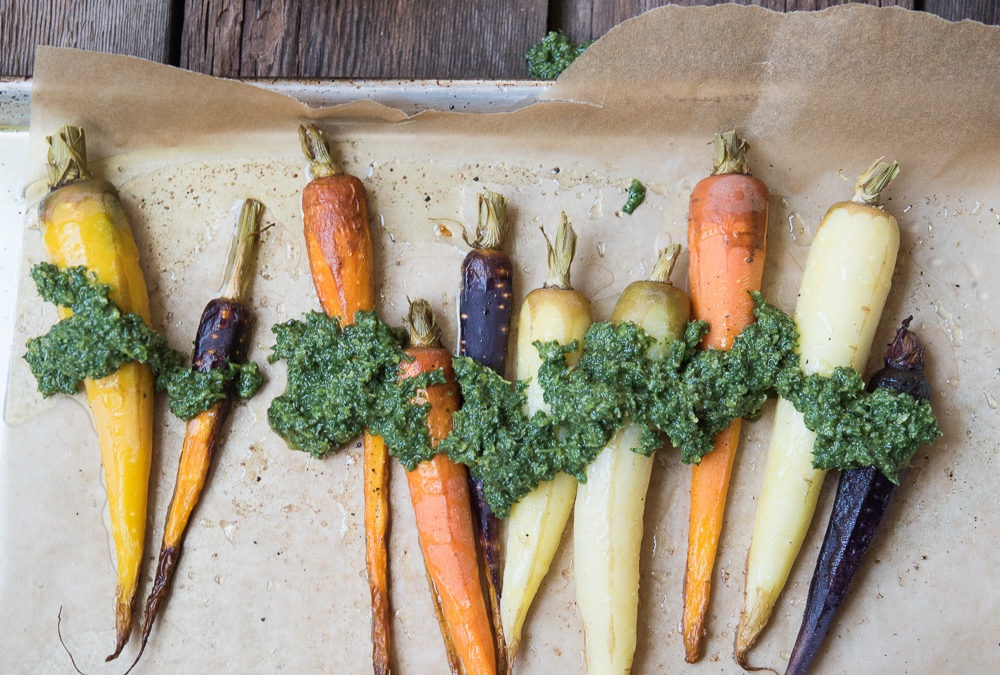 Roasted Carrots with Carrot Top Pesto