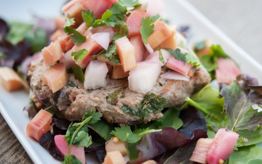 Turkey Burgers with Quick Pickled Rhubarb