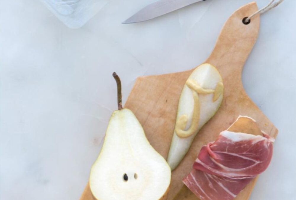 Pear Slices with Prosciutto & Dijon